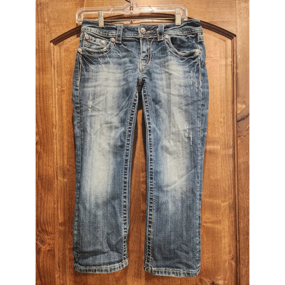 Miss Me Women's Cuffed Capri Embellished Jeans Regular Size 27 Stretch JP5395P2